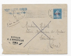 Alg12 Lettre Algérie N°17 (Semeuse Surchargée Empatée) Obl Alger Méca + Retour (1925) - Covers & Documents