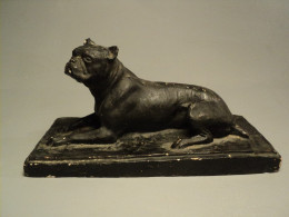 Ancienne Sculpture Chien Boxer Bouledogue Début XXème Sculpteur Animalier Charles Chivot (1866-1941) - Gips