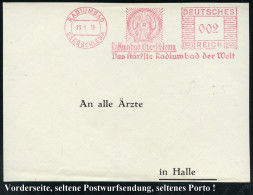 OBERSCHLEMA RADIUMBAD/ Das Stärkste Radiumbad Der Welt 1938 (23.1.) Seltener AFS-Typ Francotyp "Mäanderrechteck" 002 Pf. - Atoom