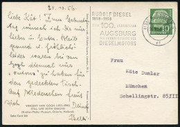 (13b) AUGSBURG 2/ Ef/ RUDOLF DIESEL/ ZUM 100.GEBURTSTAG.. 1958 (24.10.) MWSt (Halbstempel) Klar Auf Bedarfs-Kt. (Bo.39 A - Auto's