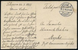 CELLE 3/ (LAGER) 1916 (26.3.) 1K-Brücke = Hauspostamt Truppenübungsplatz Klar Auf Feldpost-Ak. (Schloß) N. Arpke - I. WE - 1. Weltkrieg