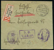 DEUTSCHES REICH 1917 (2.11.) 1K-Brücke: Deutsche Feldpost/* 733 * + Gez. RZ: Deutsche/ Feldpost Nr.733 + 2x Viol. HdN: I - 1. Weltkrieg