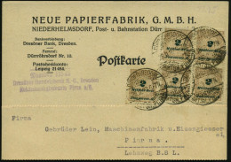 DÜRRRÖHRSDORF/ AMTSH.PIRNA 1923 (28.11.) 1K-Gitter Mehrfach Auf MeF 2 Mia. Gez. = 5 Stück, 4-fachzeit!, Endphase Der Hyp - Sonstige & Ohne Zuordnung