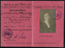 Münster 1924 (19.2.) Roter Ausweis Mit Foto: Erlaubnisschein Für Den Ankauf Von Butter Beim Erzeuger, Viol. 2K-Dienstsie - Other & Unclassified