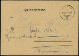 DEUTSCHES REICH 1939 (4.9.) Feldpost-1K Mit Taktischer Nr.: FELDPOST/b/ 5 8 0 (Mi.62, +20.- EUR) Feldpost-Benachrichtigu - WW2