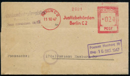 BERLIN C 2/ Justizbehörden/ Berlin C 2 1947 (11.10.) AFS Francotyp "Hochrechteck" + Abs.-3L: Auslandsstrafregister Berli - Other & Unclassified