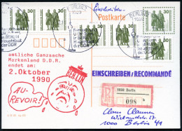 1020 BERLIN 2/ A/ Fernseh-u./ UKW-Turm/ In BERLIN/ Hauptstadt/ D.DDR 1990 (2.10.) Seltener HWSt = Hauspostamt Fernsehtur - Autres & Non Classés