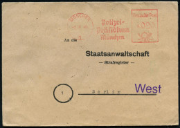 MÜNCHEN/ 1/ Polizei-/ Präsidium/ München 1948 (2.9.) AFS Francotyp , Rs. Abs.-Vordruck, Dienst-Bf. An Die Staatsanwaltsc - Sonstige & Ohne Zuordnung