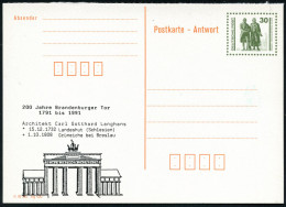 D.D.R. /  VGO 1991 Amtl. P 30 Pf. VGO Goethe/ Schiller, Antwort + Zudruck: 200 Jahre Brandenburger Tor.. , Ungebr. (Mi.P - Denkmäler