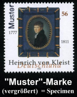 B.R.D. 2002 (Okt.) 56 C. "225. Geburtstag Heinrich V. Kleist" Mit Amtl. Handstempel  "M U S T E R" , Postfr. + Amtl. Ank - Writers