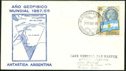 ARGENTINIEN 1959 (21.2.) 1K-HWSt.: BASE GENERAL SAN MARTIN/ ANTARTIDA.. = Marine-Antarktis-Basis (= Kreuz Des Südens Etc - Antarctic Expeditions