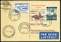 BELGIEN /  ÖSTERREICH 1957/58 5 + 2,50 F. Belg. Antarktis-Expedition (Huskies) U.a., 1K: BRUXELLES - BRUSSEL/B X T + Öst - Antarctic Expeditions