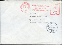 56 WUPPERTAL-ELBERFELD 1/ Deutsches Rotes Kreuz/ KRANKENHAUS.. 1968 (4.3.) AFS + 1K-Segment: 56 WUPPERTAL 1/az , Rs. Abs - Red Cross