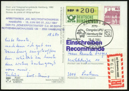 2000 HAMBURG 36/ XIXe/ Congrès UPU.. 1984 (18.6.) SSt Auf PP 60 Pf. Burgen: Post- U. Telegraphengebäude Hamburg 1882 (Mi - UPU (Universal Postal Union)