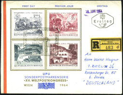 ÖSTERREICH 1964 (15.6.) SSt: WIEN WELTPOSTKONGRESS/39/CONGRES/POSTAL.. (Portal Hofburg) Auf Satzreiner UPU-Frankatatur + - UPU (Universal Postal Union)