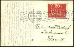 SCHWEDEN 1924 (16.7.) 20 Öre "VIII. UPU-Kongreß", Rot, EF , Sauber Gest. (Stockholm 1) Ausl.-Ak. N. Wien  (Mi.147 EF) -  - UPU (Universal Postal Union)