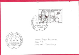 SVERIGE - MIDNIGHT SUN FLIGHT - STOCKHOLM/KIRUNA/STOCKHOLM *10.6.74* ON COVER - Lettres & Documents