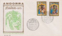 Enveloppe FDC  1er Jour   ANDORRE  ANDORRA   Noël  1973 - Altri & Non Classificati