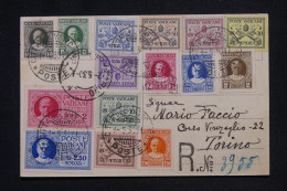 VATICAN - Carte Postale En Recommandé Pour Turin En 1939, Affranchissement Varié  - L 147014 - Lettres & Documents