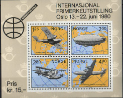 NORVEGE - Exposition Philatélique Norwex 80 (avions) - Unused Stamps