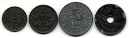 BELGIUM - GERMAN OCCUPATION WWI - Set Of Four Coins 5, 10, 25, 50 Centimes, Zinc, Year 1915-18, KM # 80, 81, 82, 83 - Zonder Classificatie