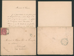 N°46 Sur Petite Env. + Contenu Obl Simple Cercle "Jauche" + Boite Rurale "E" (Orp) > Baron Th. De Turque à Attenrode - 1884-1891 Leopoldo II