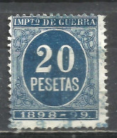 8527H-SELLO 20 PESETAS  IMPUESTO DE GUERRA FISCAL 40,00€  AÑO 1898-1898,PARA SUFRAGAR LAS COSTAS DE LAS GUERRAS EN ULTRA - Impots De Guerre