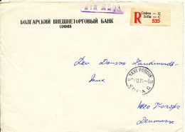 Bulgaria Registered Bank Cover Tax Percue Sofia 13-12-1974 Sent To Denmark - Lettres & Documents