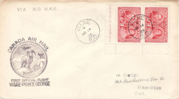 CANADA 1938 AIRMAIL  LETTER SENT FROM VIARE TO HAMILTON - Briefe U. Dokumente