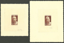 (*) Gandon. EA 50f Et 100f, Nos 732, 733, Marron, Signées "P.Gandon 1945", Formats Différents. - TB - Luxury Proofs