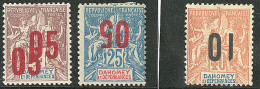 * DAHOMEY. Variétés. Nos 34a, 37a, 39a. - TB - Other & Unclassified