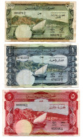 Yemen Democratic Republic Banknotes - 3 Banknotes Set 500 Fils - 1 Dinar - 5 Dinars - ND 1984 #1 - Yémen