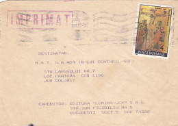 JESUS' CRUCIFIXION ICON, PAINTING, STAMP ON COVER, 1992, ROMANIA - Lettres & Documents