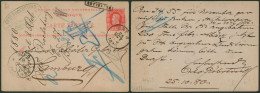 EP Au Type 10ctm Rouge Obl Ambulant "Est 3" 1880 + Griffe Encadrée BRUXELLES (date Extrême Non Connue ! 27 X 5)> Hamburg - Bahnpoststempel