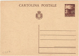 LUOGOTENENZA INTERO POSTALE DEMOCRATICA CON STEMMA SABAUDO L. 1,20 - NUOVA FILAGRANO C127 - Mint/hinged