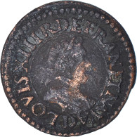 France, Louis XIII, Double Tournois, 1617, Lyon, B+, Cuivre, Gadoury:5 - 1610-1643 Luis XIII El Justo