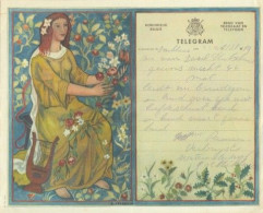 BELGIË/BELGIQUE :1948: Telegram/Télégramme N° 15 : Ontwerp Van R. STREBELLE : MUSIC,HARP,FLORA,KLEDIJ,CLOTHES, - Télégrammes