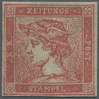 Österreich: 1856: Zeitungsmarke 6 Kr. Zinnoberrot, Type IIIb (nach Ferchenbauer) - Unused Stamps
