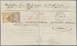 Schweiz: 1854-55 Strubel 20 Rp. Vom 1. Berner Druck Und 5 Rp. Mit Gelbem Seidenf - Covers & Documents