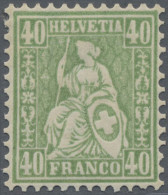 Schweiz: 1862 Sitzende Helvetia 40 Rp. Gelblichgrün, Ungebraucht Mit Leichter Fa - Unused Stamps