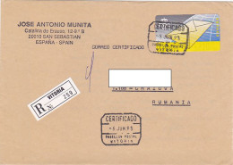 AMOUNT 210 MACHINE OVERPRINTED, STAMP ON REGISTERED COVER, 1995, SPAIN - Used Stamps