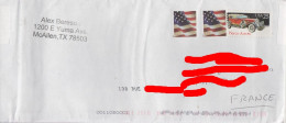USA FLAG & PIERCE ARROW VINTAGE CAR STAMPS ON COVER TO FRANCE - Lettres & Documents