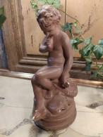 Ancienne Statue Cupidon "Le Silence " Par Falconet - Plâtre