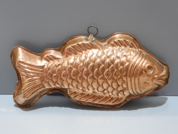 -SUPERBE ANCIEN GRAND MOULE POISSON CUIVRE Intérieur étamé Gâteau Déco Cuisine  E - Coppers