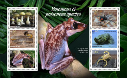 SIERRA LEONE 2023 SHEET 6V - POISONOUS TOXIC VENOMOUS - FROG FROGS MUSHROOMS SNAKES FISH FISHES SCORPION SPIDERS - MNH - Spinnen