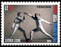 SIERRA LEONE 2023 STAMP 1V - OLYMPIC GAMES PARIS 2024 - FENCING ESCRIME - MNH - Schermen