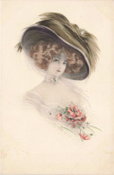 Illustrateur - Schilbach - Jeune Femme Au Grand Chapeau à Plumes - Carte Postale Ancienne - Schilbach