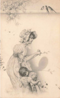 Illustrateur - Wichera - Jeune Femme Jouant Aux Ombres Chinoises Avec Deux Enfants -  Carte Postale Ancienne - Wagner, Richard