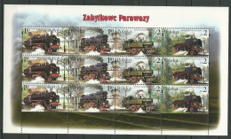 POLAND MNH ** 3760-3763 En Feuille TRAIN. TRAINS LOCOMOTIVE. LOCOMOTIVES à VAPEUR En Feuille - Nuovi