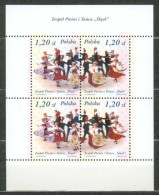 POLAND MNH ** 3827-3828 En Bloc Feuillet GROUPE DE DANSES FOLKLORIQUES SLASK. DANSE. FOLKLORE - Nuovi